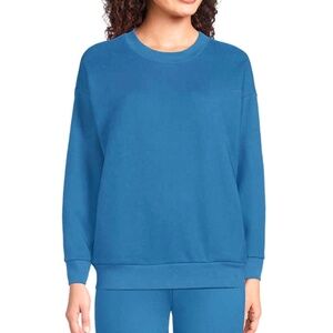 Lands' End Serious Sweats Oversized Sweatshirt Womens L Blue